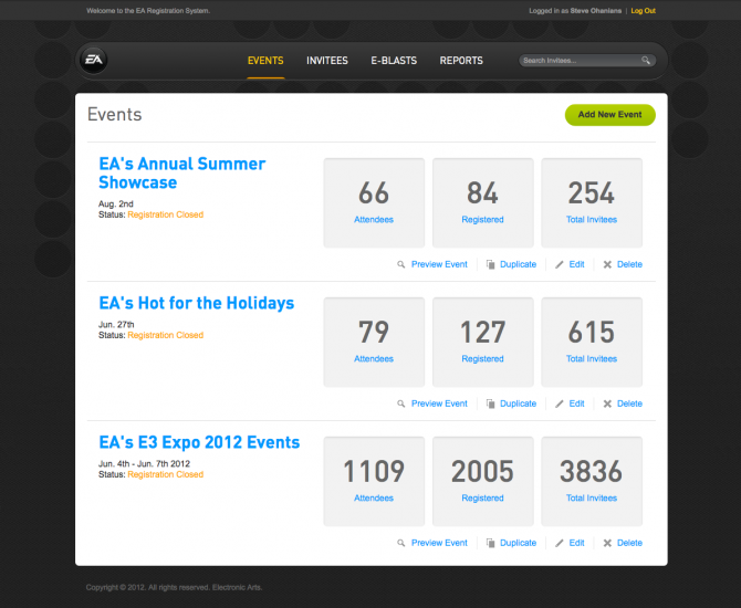 Events Admin Page