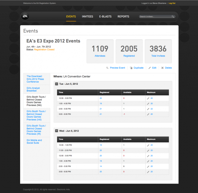 Event Detail Admin Page