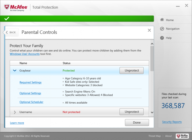 Family Protection Settings