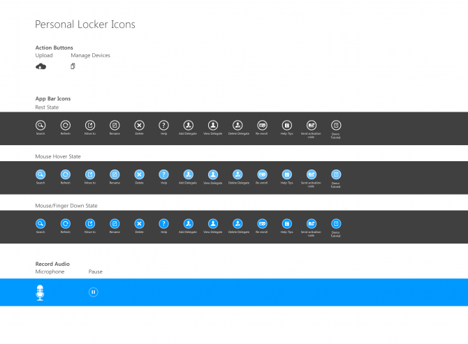 Icon Set for Windows 8 Bottom App Bar